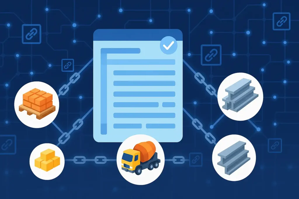 Blockchain ledger used for construction supply chain transparency